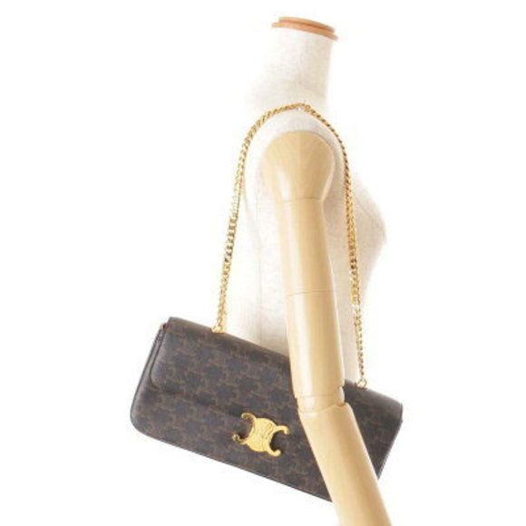 Celine Matsuzakaya Triomphe Canvas Chain Shoulder Bag Brown - Picture 9 of 9